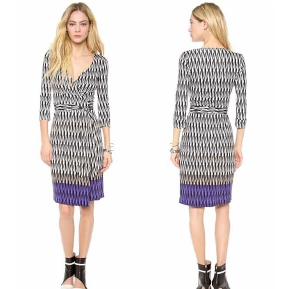 Diane Von Furstenberg Black and Purple Midi Dress